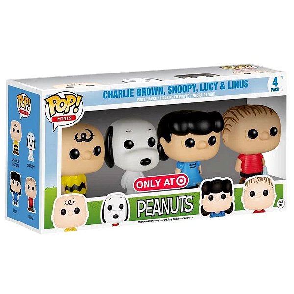 Funko Pop! Minis Peanuts Charlie Brown Snoopy Lucy Linus 4 Pack Exclusivo